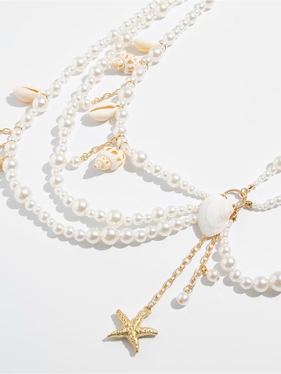 New! Pearl and Shell Multi-Layer Waist Chain Belt